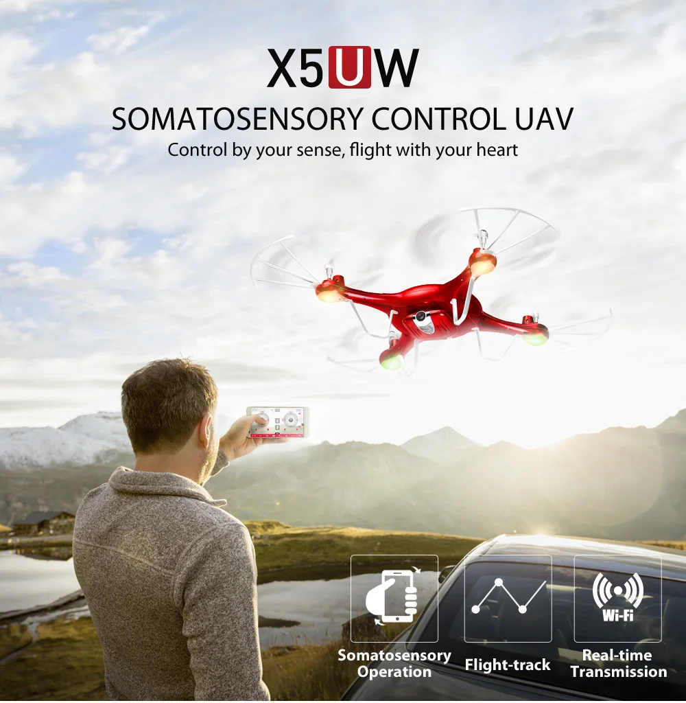 Дрон SYMA X5UW с камерой FPV WiFi HD 720P Трансмиссия квадрокоптера в реальном времени 2,4G 4CH р/у Дрон вертолет Квадрокоптер дроны