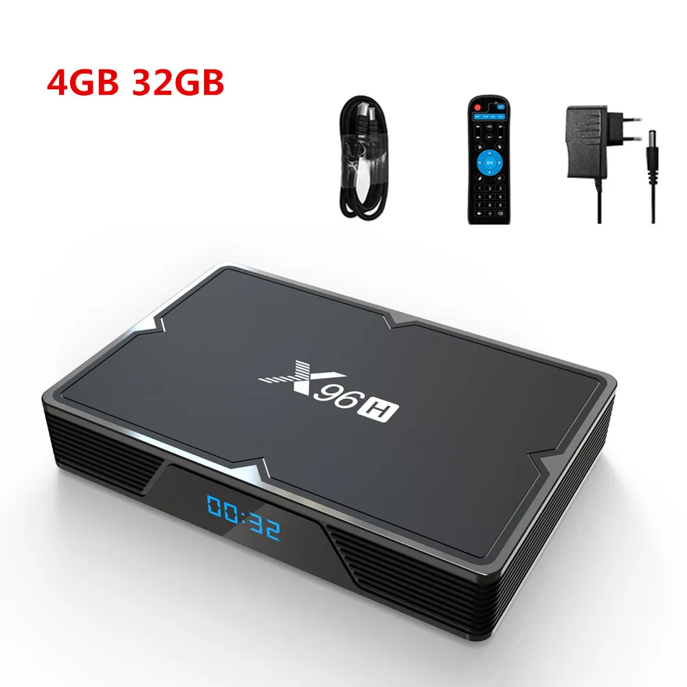 4GB 32GB X96H новая ТВ-приставка 2 Гб 16 Гб 6 к набор смарт-приставки 4 Гб+ 32 ГБ/64 Гб двойной Wi-Fi Bluetooth Smart tv Box Android 9,0 - Цвет: 4GB 32GB