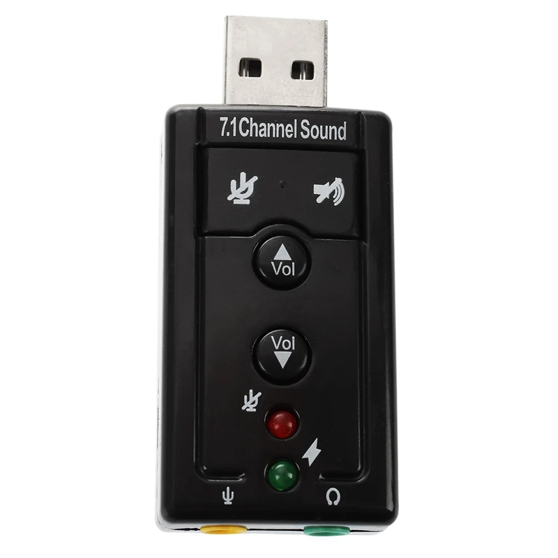 2 шт USB 5,1 и 7,1 канальный USB стерео адаптер звуковой карты(Совместимость с Windows 7) светильник синий и черный