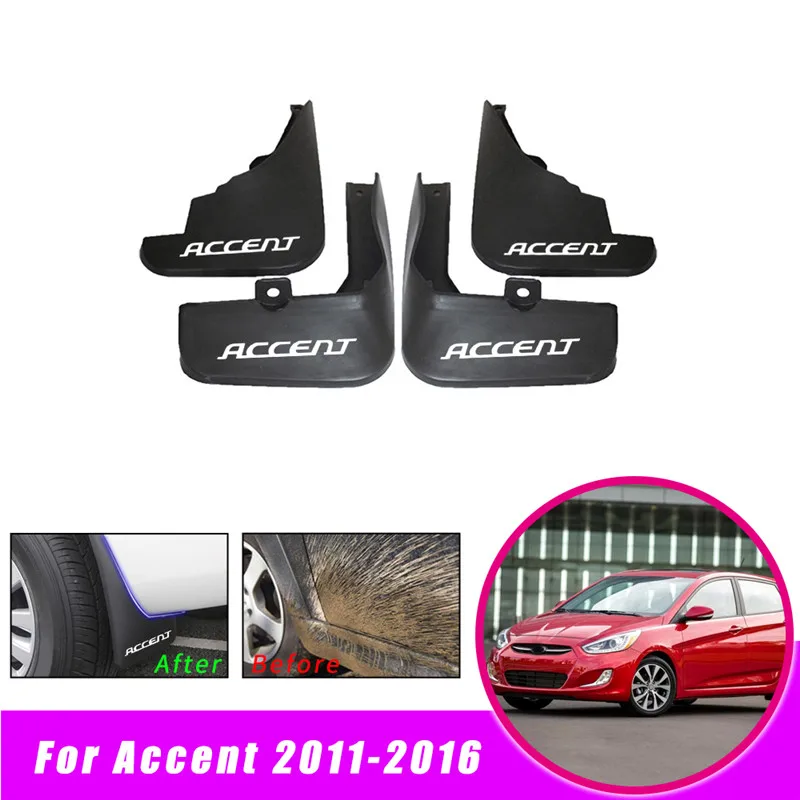 Для HYUNDAI ACCENT Hatch 2011- Автомобильные Брызговики Передние Задние уширители крыла Брызговики автоматические Брызговики 4 шт - Цвет: Белый