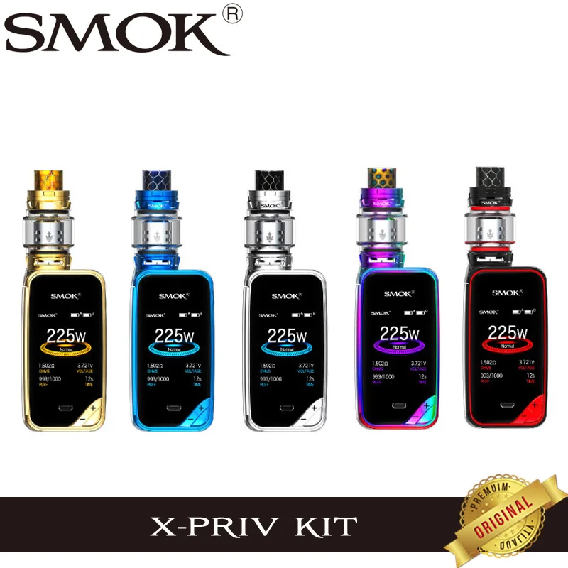 

Original Smok X-Priv TC Kit 225W X Priv Box Mod Vape 8ml TFV12 Prince Tank Vaporizer with V12 Prince Q4 T10 Electronic Cigarette