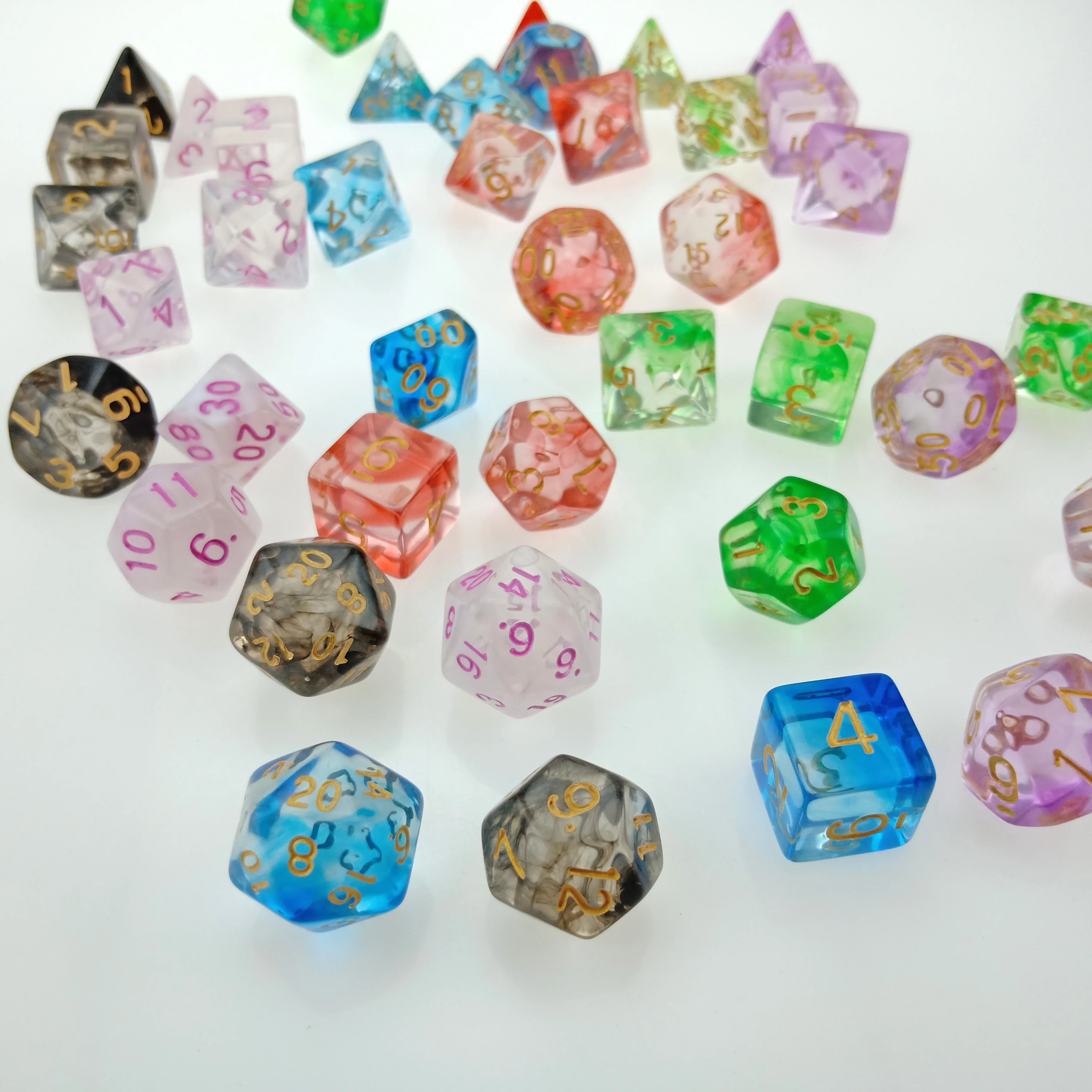 Полупрозрачная коллекция Rollooo игральные кости DND набор 7 Die D4 D6 D8 D10 D % D12 D20 для