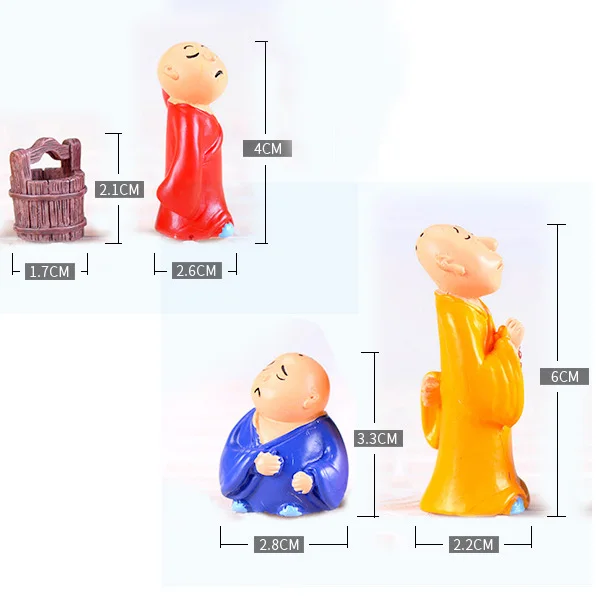 4pcs as picture - a Китайский фэн-шуй для богатства фигурка монаха бонсай для домашнего декора миниатюрное украшение для сада в виде Феи аксессуары современная статуя ремесла из смолы - Цвет: 4pcs as picture - a