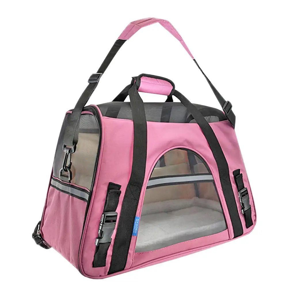 Pet Carrier Soft Sided Large Cat Dog Comfort Rose Wine Pink Bag Travel