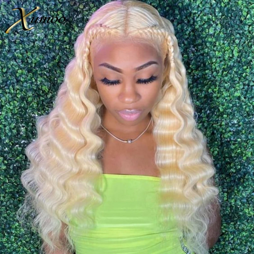 

XUMOO Cheap Natural Hairline Remy Human Hair Deep Wave Blonde Wig Human Hair 360 Lace Frontal Wig 360 Lace Wigs For Black Women