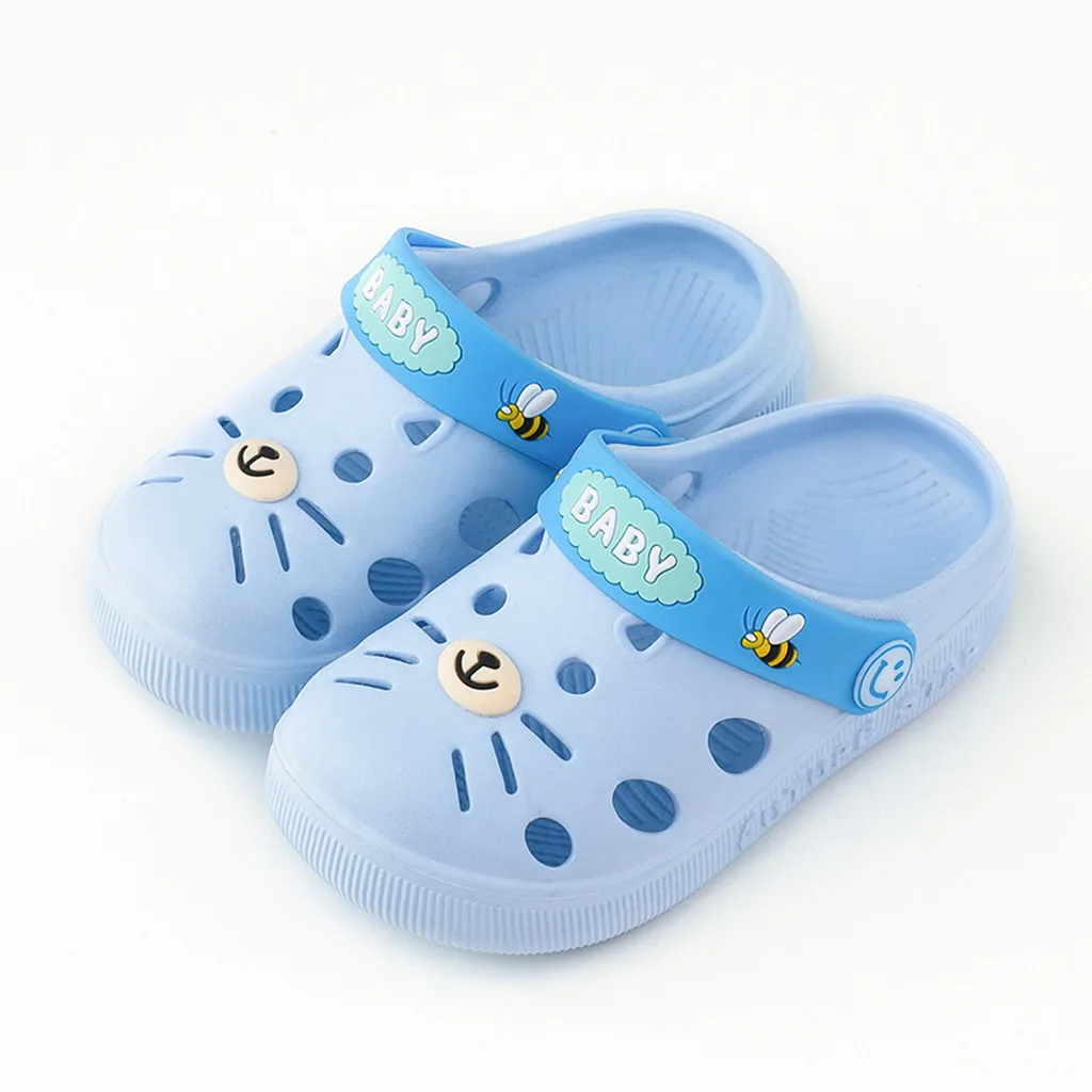 Детские домашние тапочки для маленьких девочек и мальчиков; милая домашняя обувь с рисунком кота; пляжные шлепанцы; детские летние пляжные шлепанцы с дырками