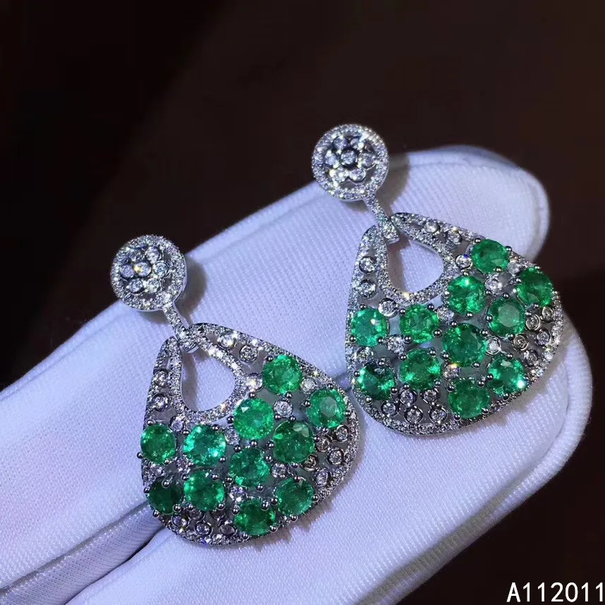 

KJJEAXCMY Fine Jewelry 925 sterling silver inlaid natural Emerald female new earrings Eardrop Gift Birthday Party Wedding Engage