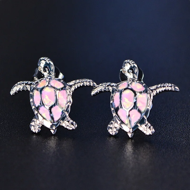 Modern Women's Earrings 2021 Cute Sea Turtle Stud Earring For Women Accessories Fashion Imitation Opal Beach Jewelry | Украшения и