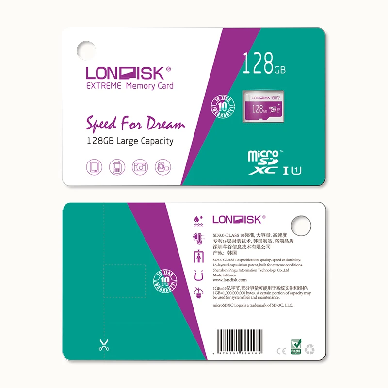Карта памяти 8ГБ 16ГБ 32ГБ TF microsd LONDISK EXTREME U1 64Гб 128ГБ micro sd класса10 с подарком адаптером