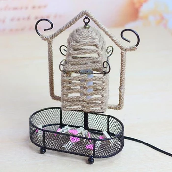 

DIY Hemp Rope Lamp Retro LED Night Light Multi-Functi on Modern Storage Basket Rack Home Decoration