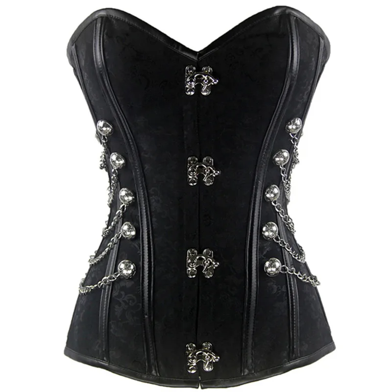 

Vintage Overbust Corset Steel Boned Bustier Retro Korset For Women Sexy Gothic Steampunk Femme Bodice Halloween Pirate Costume