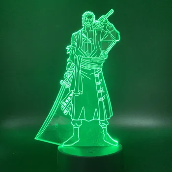 

Study Bed Room Decorative Lamp Anime One Piece Roronoa Zoro Figure Color Changing 3d Led Night Light for Kid Child Birthday Gift