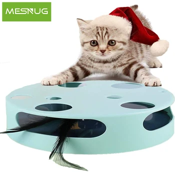 

MESNUG Electronic Cat Toys Interactive Quality Safe Low Noise Rotating Feather Kitten Toys Game Box Stimulate Hunting Instincts