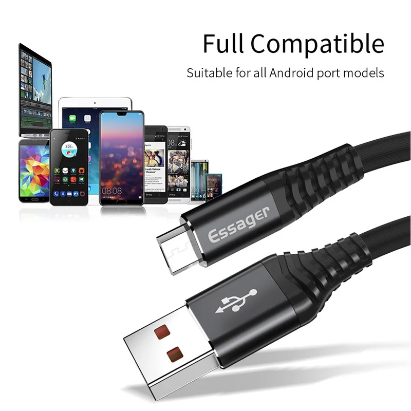 

0.3/1/2m Essager USB Micro Cable for Samsung for Xiaomi Redmi Fast Charging Data Wire Cord Cable 480MPS Mobile Phone Cable