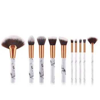 

Face Foundation Base Eyes Cosmetic Pens 10pcs/Set Marble Handle Makeup Brushes Professional Makeup Brushes Set