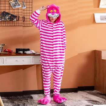 

Cheshire Cat Kigurumi Pajamas Kitty Onesie For Adults Men Cartoon Onsie Women Animal Cosplay Costume Unisex Sleepwear Halloween