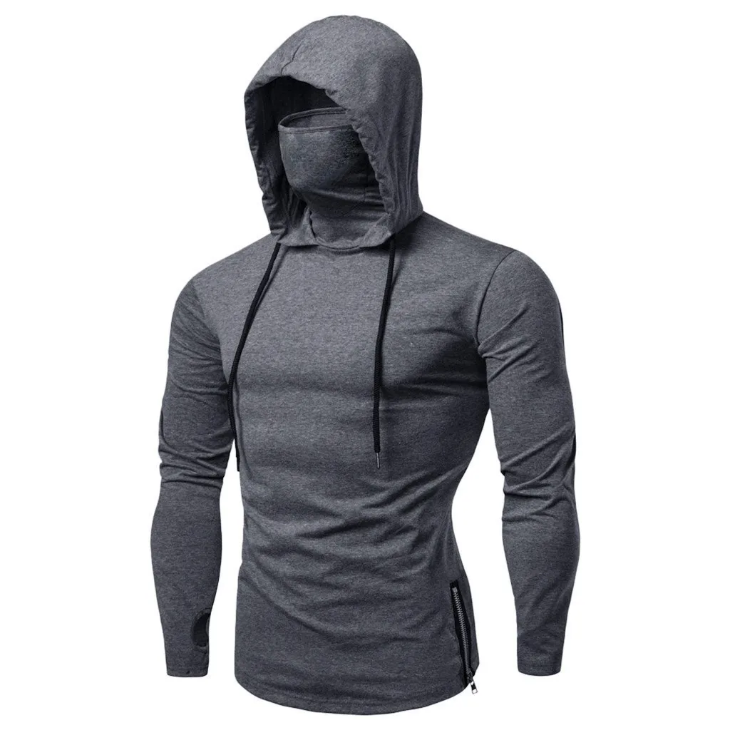 Pure color slim Mens Hoodies Mask Button Sports Hooded Splice Large Open-Forked Male Long Sleeve Shirts Pullovers Tops Pure color slim Mens Hoodies Mask Button Sports Hooded Splice Large Open-Forked Male Long Sleeve Shirts Pullovers Tops