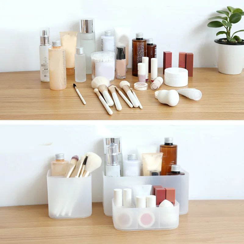 Desktop Storage Box Plastic Mat Tray Cosmetic Storage Box with Lid Dressing Table Jewerly Organizer NShopping