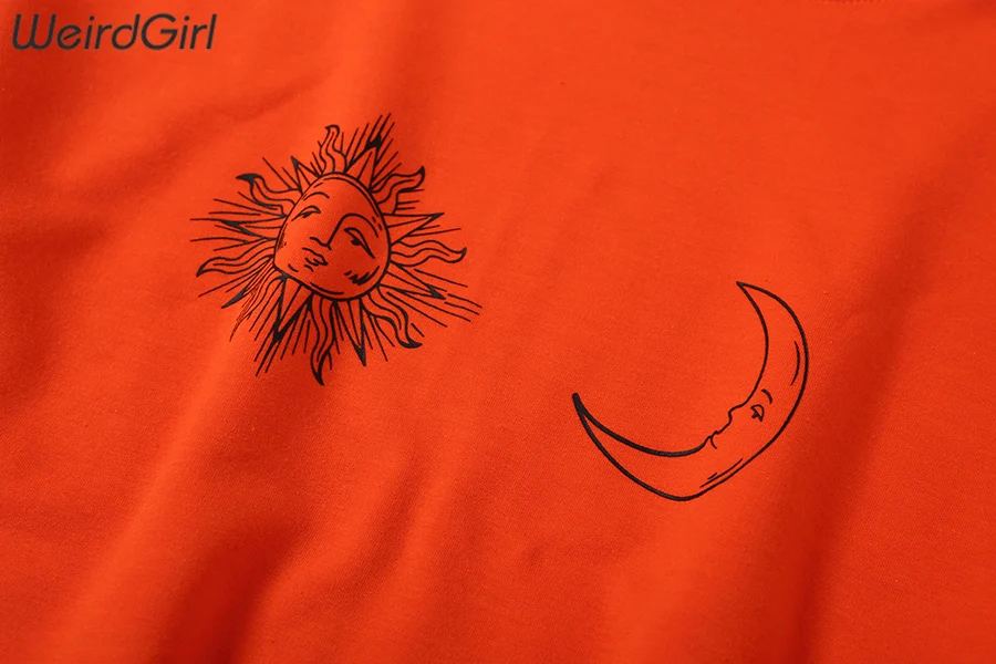 Weirdgirl Женская толстовка с принтом хлопковые Толстовки Модные женские повседневные свободные однотонные толстовки с капюшоном с длинными рукавами Новинка Осень