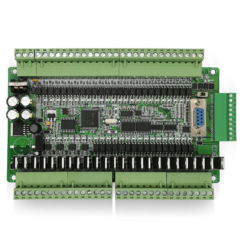 

PLC Industrial Control Board FX1N FX2N FX3U-48MT 6AD 2DA 24 Input 24 Transistor Output RS485 RTC CAN Extension with Shell