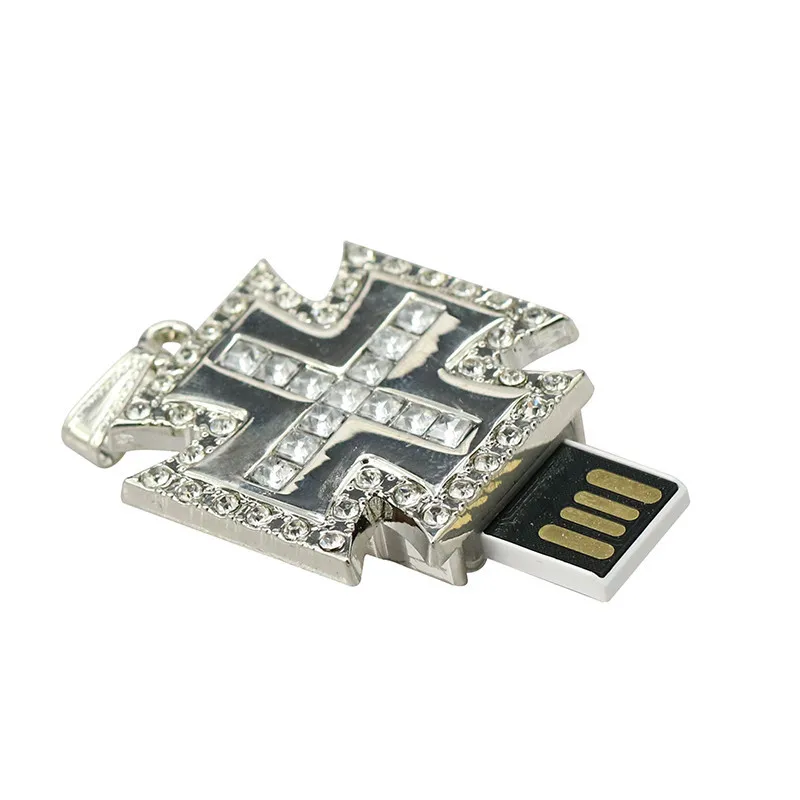Горячая продажа мини металлический Кристалл Христианский крест флеш диск USB 2 0
