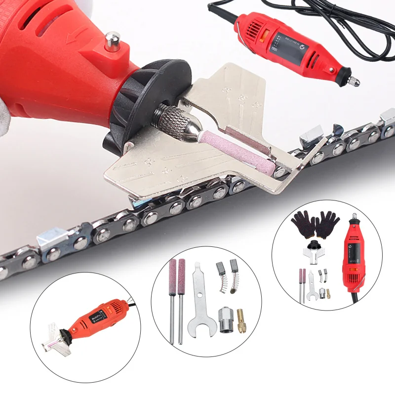 Professional Electric Chainsaw Sharpening Set For Most of Chainsaw Chains Mill Die Grinder Fast Grinding Tool Set 1 4 pitch 043 1 1mm gauge 38 drive link chainsaw chains woodworking sharpening for electric chainsaw
