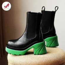 

COZOK Luxury New Women Chelsea Boots High Heel Platform Multiple Color 2022 Spring Autumn Chunky Boots Plush Wedges Shoes Ladies