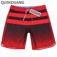 QUIKDUANG мужские пляжные шорты из эластана и спандекса, быстросохнущие Модные полосатые шорты для катания на доске, повседневные шорты-бермуды, новинка