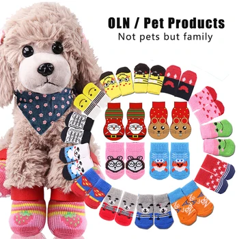 

Dog socks cartoon cute pet socks non-slip cat socks four feet Christmas New Year pet supplies
