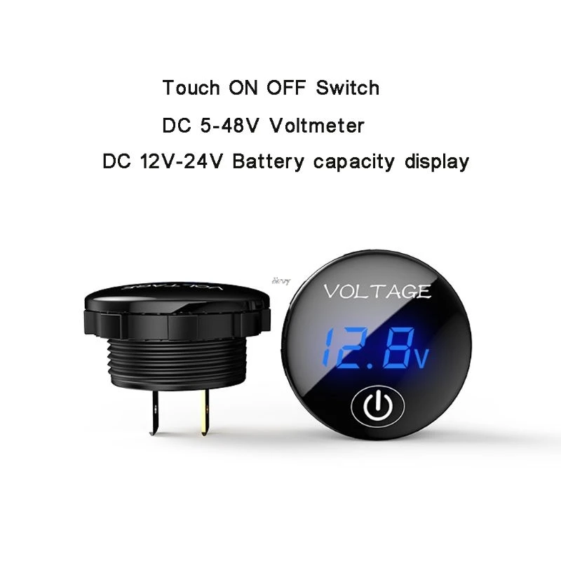 

Car Motorcycle DC 5V-48V LED Panel Digital Voltage Meter Battery Capacity Display Voltmeter with Touch ON OFF Switch