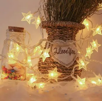 

20 Leds 2M Stars String Lights Ball Outdoor Garland Battery Powered LED Fairy lights Holidays New Year Party Xmas гирлянда