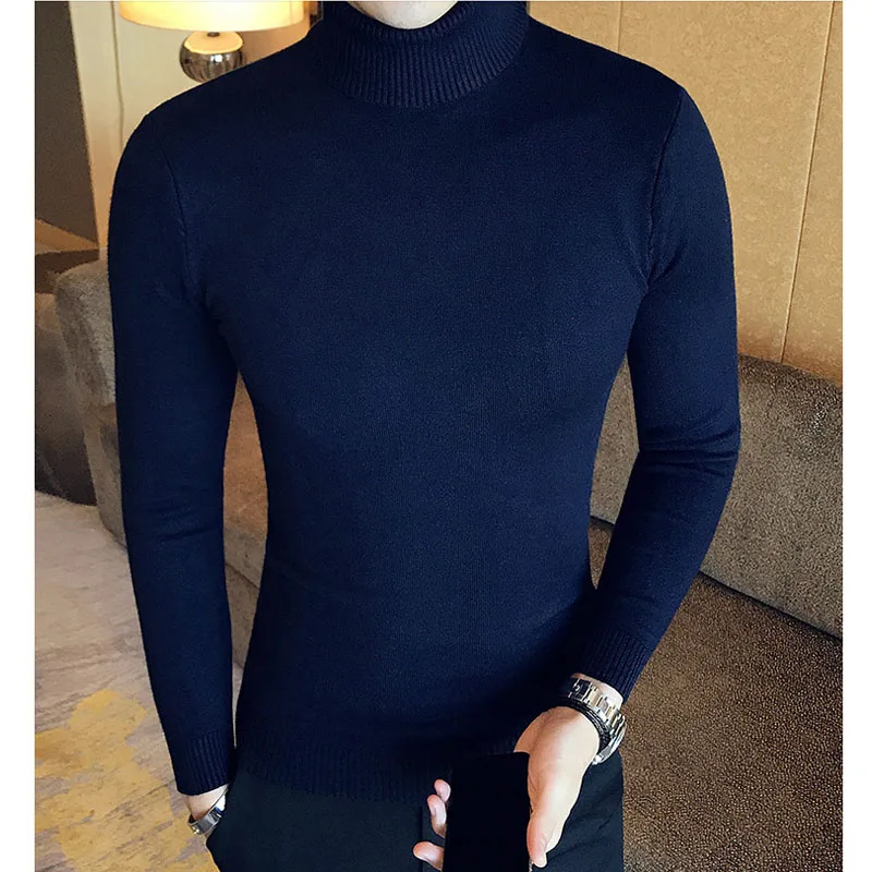 mens cardigan sweater Mens Turtleneck Sweaters and Pullovers Winter Casual Solid Knitted Christmas Wear Turtleneck Wool Sweater Fashion Men Pullover turtleneck sweater men