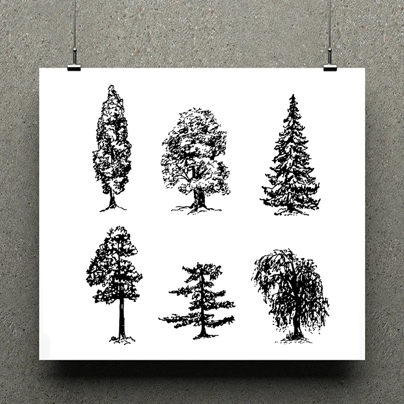 

AZSG Different Pine Trees Silicone Clear Stamps For Scrapbooking DIY Clip Art /Card Making Decoration Stamps Crafts