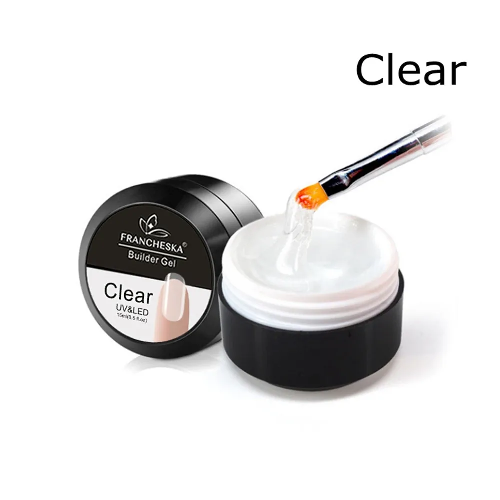 Clear Быстро уф конструирующий гель Soak Off гель для наращивания ногтей желе Камуфляжный гель-структурообразователь гель 10 Цвета чистый белый DIY УФ-гель для ногтей Builde - Цвет: Clear