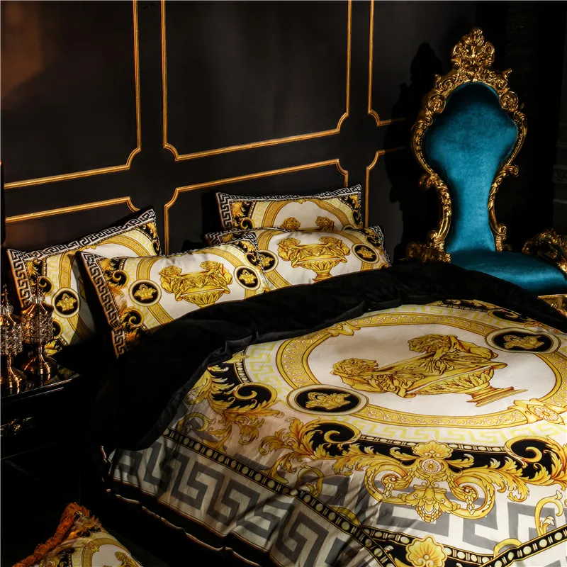4/6 шт. queen king size постельное бельё супер мягкие бархатный Хрустальный Комплект постельного белья, Комплект постельного белья роскошного постельного белья наволочки для подушек