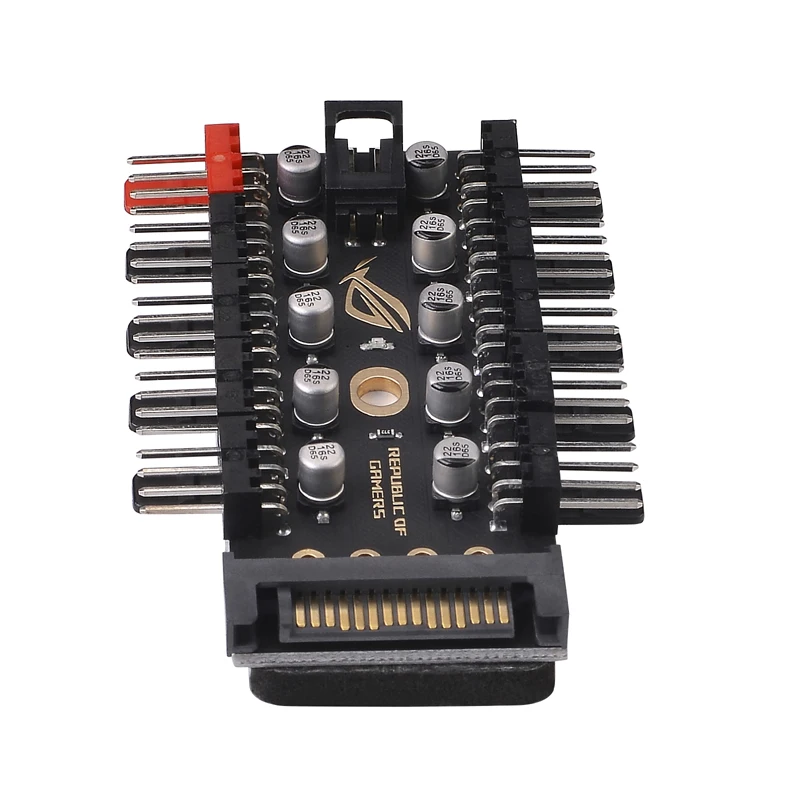 PWM Fan Hub 1 to 10 Sata Molex Cooler Cooling 4Pin Fan Splitter Cable 12V Fan Speed Controller Adapter with LED For Miner Mining