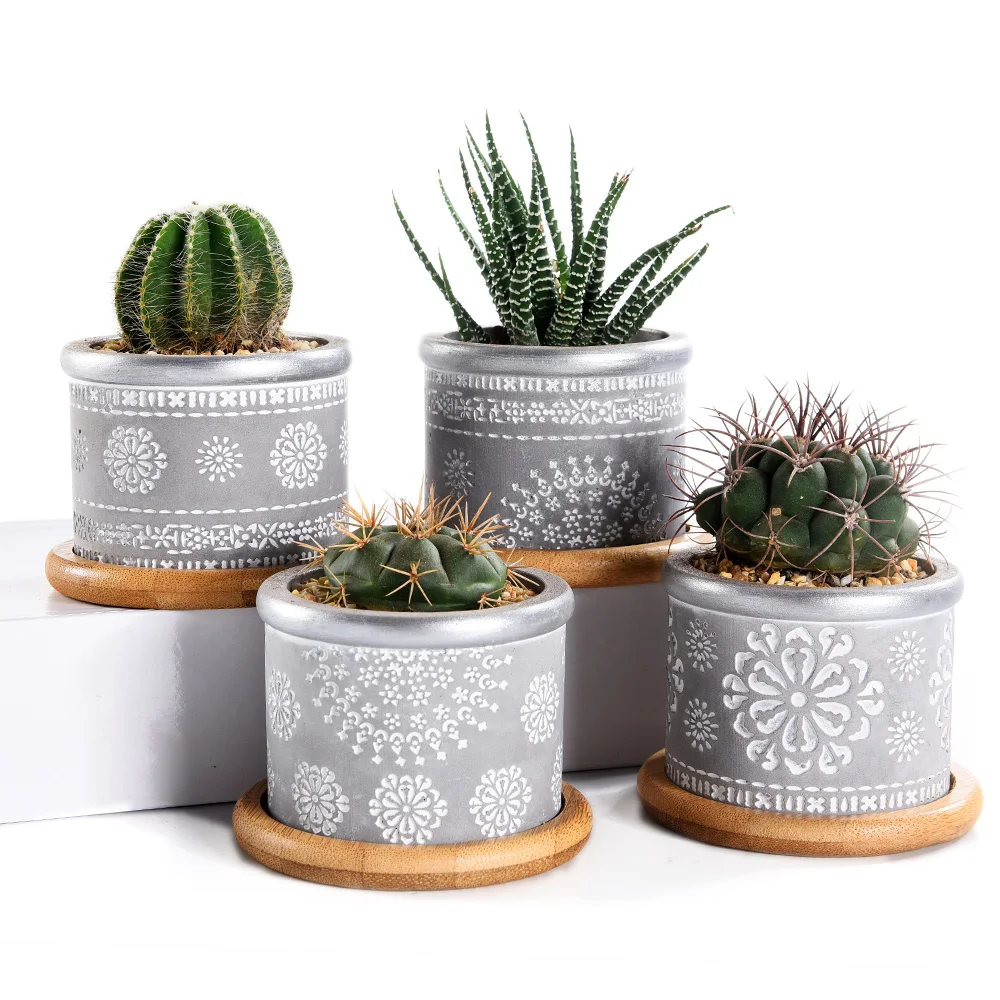 Small Modern Bonsai Cactus Container with Drainage Hole ComSaf 4 Inch Cement Planter Pot Herb Plant Decorate Home&Office Concrete Flower Pot for Cactus Succulent Small Modern Bonsai Cactus Container with Drainage Hole ComSaf 4 Inch Cement Planter Pot Herb Plant Decorate Home&Office Concrete Flower Pot for Cactus Succulent