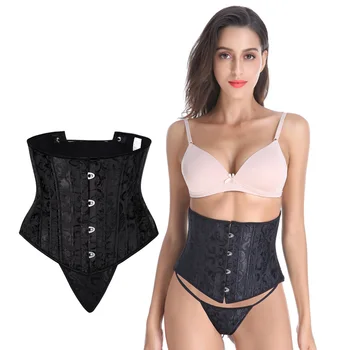 

Waist Trainer Underbust Corset Women's 24 Steel Boned Short Torso Gothic Waist Cincher Corset Belt for Weight steampunk Bustier