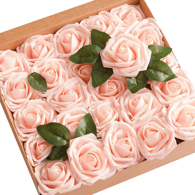 Искусственные цветы, румяна, розы, 50 шт., настоящие искусственные розы W/Stem, для DIY, свадебные букеты, Центральные элементы, свадебные, вечерние