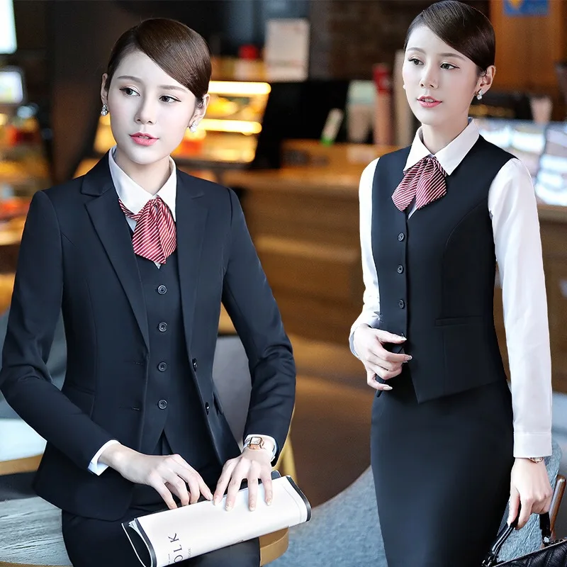 

Women's suit autumn and winter new professional women's suit fashion dress OL white collar business 2 piece set women