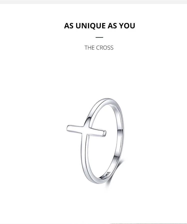 WOSTU New Arrival 925 Sterling Silver Cross Fashion Ring Finger For Women Lover Wedding Rings Genuine Luxury Jewelry BKR562