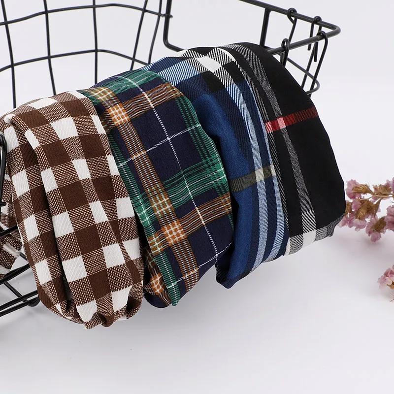 Fashion Plaid Cross Knot Headband Head Band Turban Elastic Hairband Twist Head Wrap Hair Accessories for Women Girls Headwear - Цвет: 13