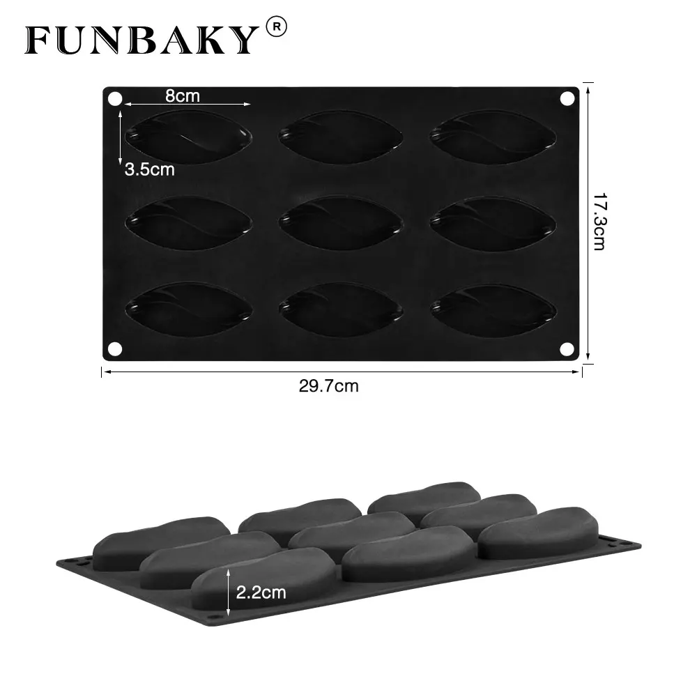 Силиконовая форма для торта FUNBAKY овальной формы с 9 отверстиями украшения выпечки