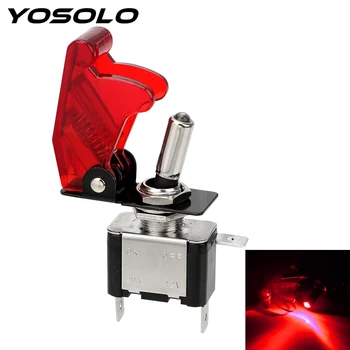 

YOSOLO LED Switch With Protective Cover Toggle Switch SPST Toggle Rocker Switch Car Auto Cover LED Light Control On/Off 12V 20A