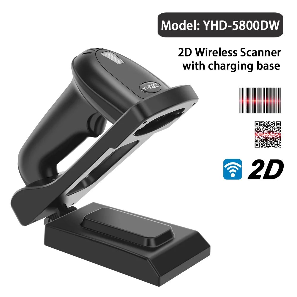 Barcode scanner YHDAA 1100L laser wired 1D and Bluetooth 5800DW 2.4G wireless 2D for mobile computer