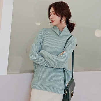 

Loose Style Batwing Sleeve Sweaters for Women 100% Cashmere and Wool Knitting Jumpers 2019 New Ladies Pullovers