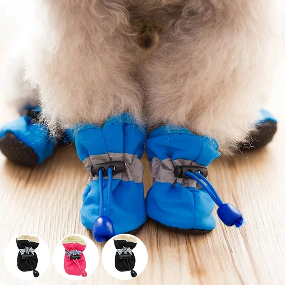 4pcs/Set Pet Dog Shoes Waterproof Chihuahua Anti-Slip Boots Zapatos Para Perro Puppy Cat Socks Botas Sapato Para Cachorro