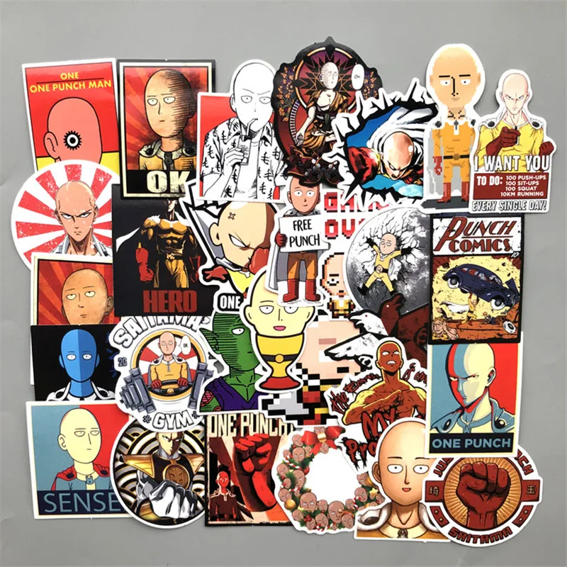 500 шт./лот, аниме, ONE PUNCH-MAN, наклейки, ONE PUNCH MAN, Saitama Genos, багаж, мото, автомобильный чемодан, ноутбук, скейтборд, водонепроницаемый