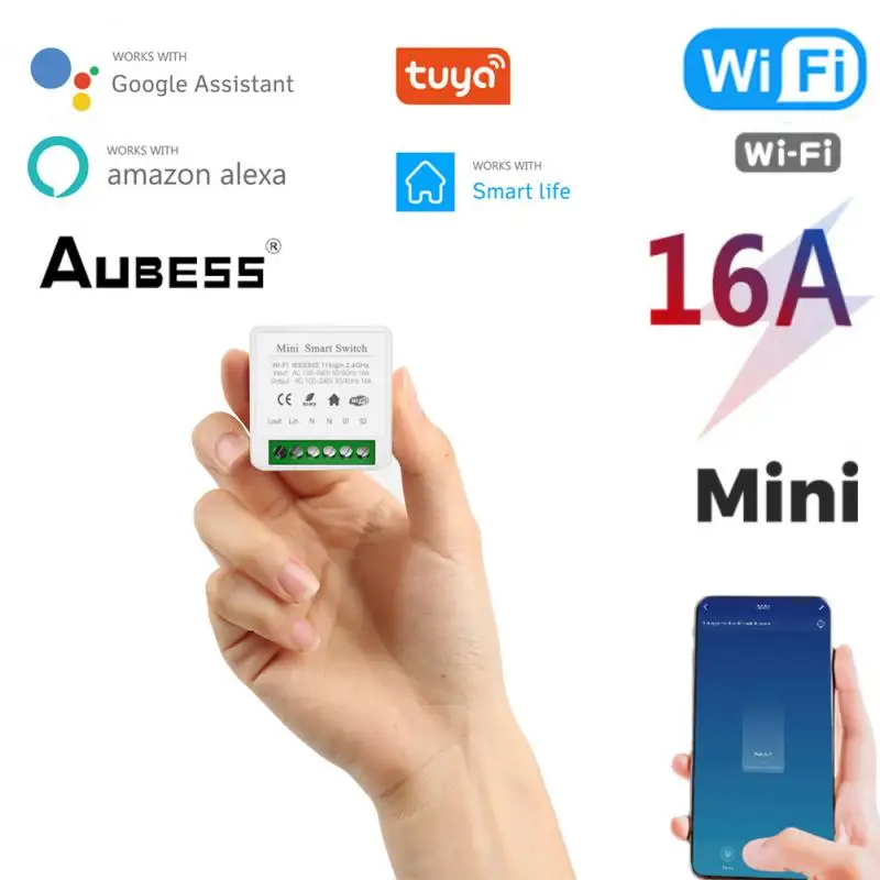 Умный мини-переключатель AUBESS 16 А с поддержкой Wi-Fi и 2-сторонним управлением Модуль