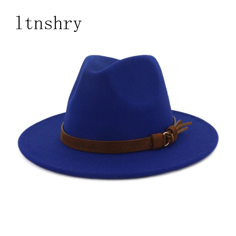 

Mens Hats Fedoras Wool With Leather Ribbon Gentleman Elegant Ladies Winter Autumn Wide Brim Jazz Church Panama Bowler Hat Cap